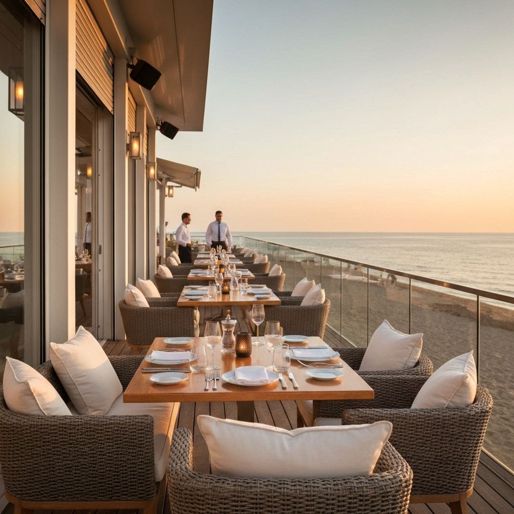 Beachfront Terrace at Sunset